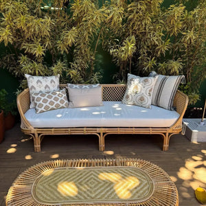 Sofá 3 Lugares Mandola Rattan Trançado Bahali 210x90x70cm