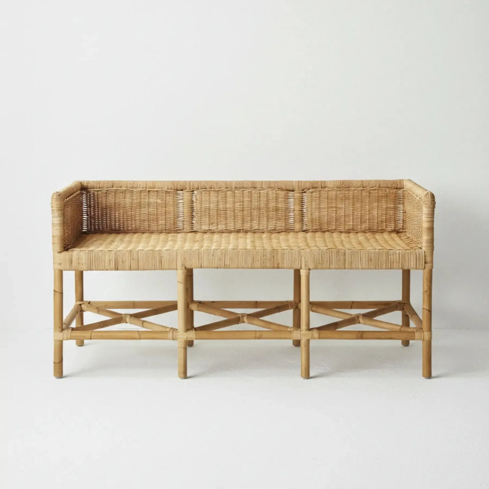 Sofá 3 Lugares Pitrit Rattan Bahali 130x55x75cm