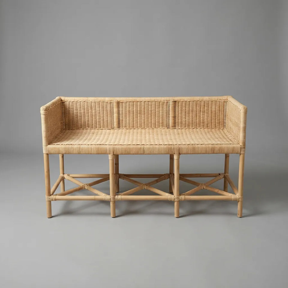 Sofá 3 Lugares Pitrit Rattan Bahali 130x55x75cm