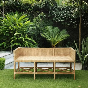 Sofá 3 Lugares Pitrit Rattan Bahali 130x55x75cm