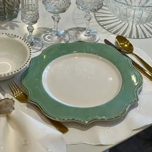 Sousplat Cerâmica Brasilis Verde com Filete em Ouro 32cm Scalla