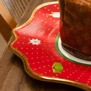 Sousplat Christmas Gifts Cerâmica Vermelho 34cm Scalla