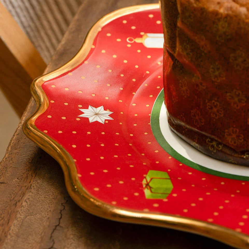 Sousplat Christmas Gifts Cerâmica Vermelho 34cm Scalla