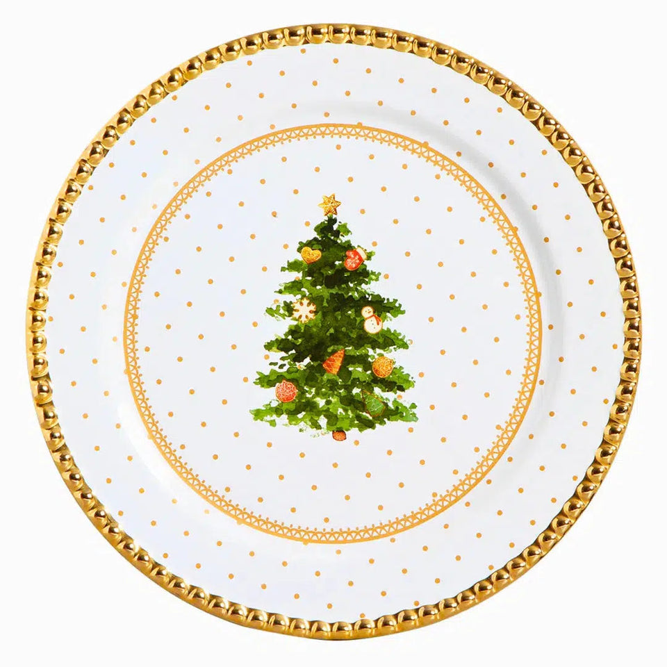 Sousplat Toys Christmas com Ouro Cerâmica 34cm Scalla