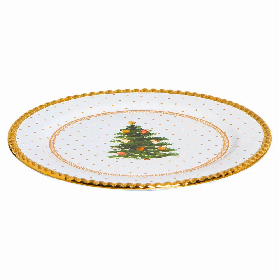 Sousplat Toys Christmas com Ouro Cerâmica 34cm Scalla