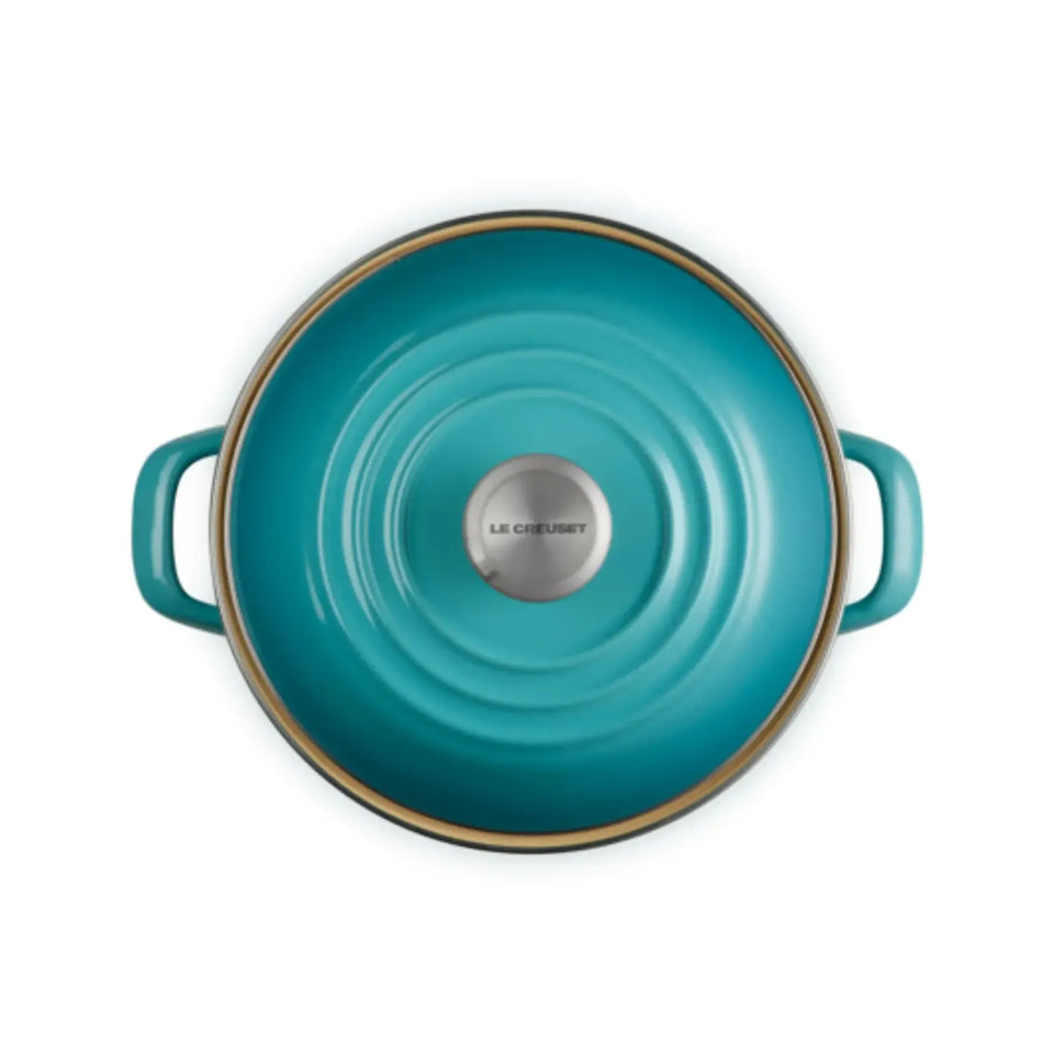 Stockpot Aço Esmaltado Azul Caribe com Pegado Aço Inox 7,6L 22cm Le Creuset