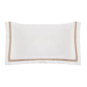 Super Fronha Vercelli 300 Fios Cetim 100% Algodão Egípcio Branca / Nocciola 50x90cm Trussardi