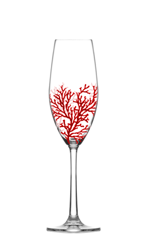 Jogo 6 Taças Champanhe Sante Flute em Cristal Ecológico 220ml Coral Vermelho