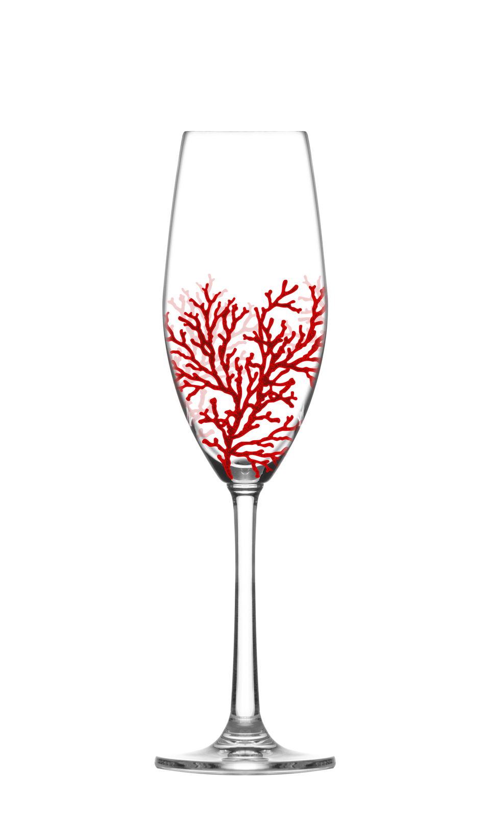 Jogo 6 Taças Champanhe Sante Flute em Cristal Ecológico 220ml Coral Vermelho