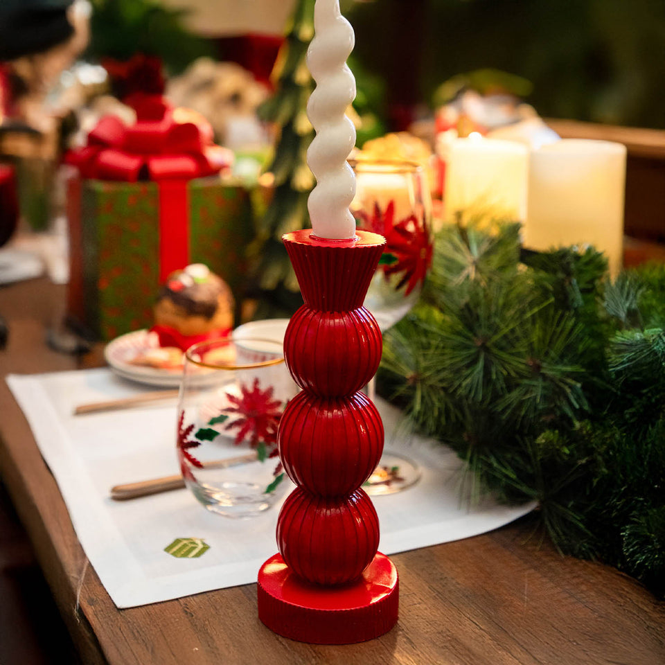 PRÉ-VENDA: Castiçal Doce Natal Resina Vermelho