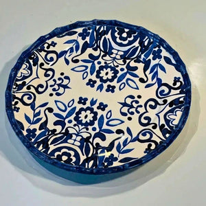 Jogo 4 Pratos Rasos Cerâmica Dolce Mare Azulejo Português Azul 27,5cm Maison Blanche