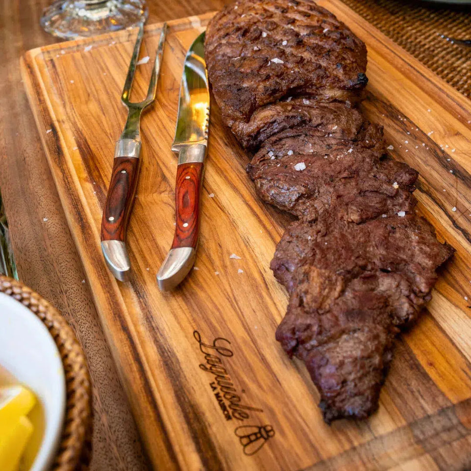 Tábua Retangular para Churrasco Madeira Teca Laguiole La Maison