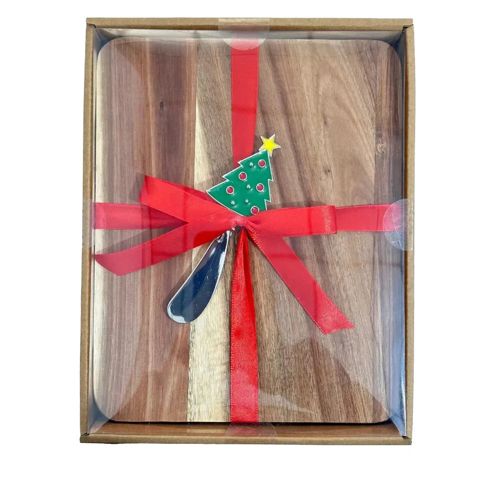 Tábua para Corte Madeira com Espátula Natal Árvore Vidro / Metal
