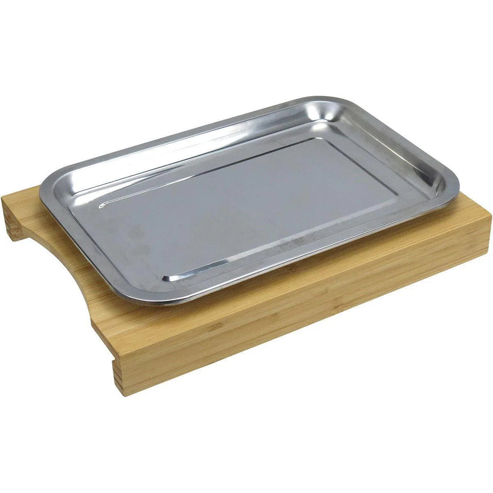 Tábua para Corte em Bambu com Bandeja Coletora em Aço Inox 34x24x4cm Home&Co