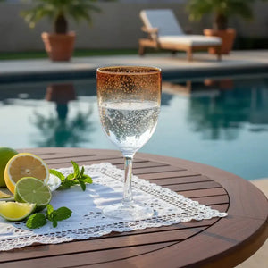 Taça Acrílico Bolhas Topo Degradê Laranja 420ml