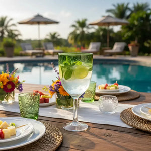 Taça Acrílico Bolhas Topo Degradê Verde 420ml