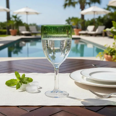 Taça Acrílico Bolhas Topo Degradê Verde 420ml