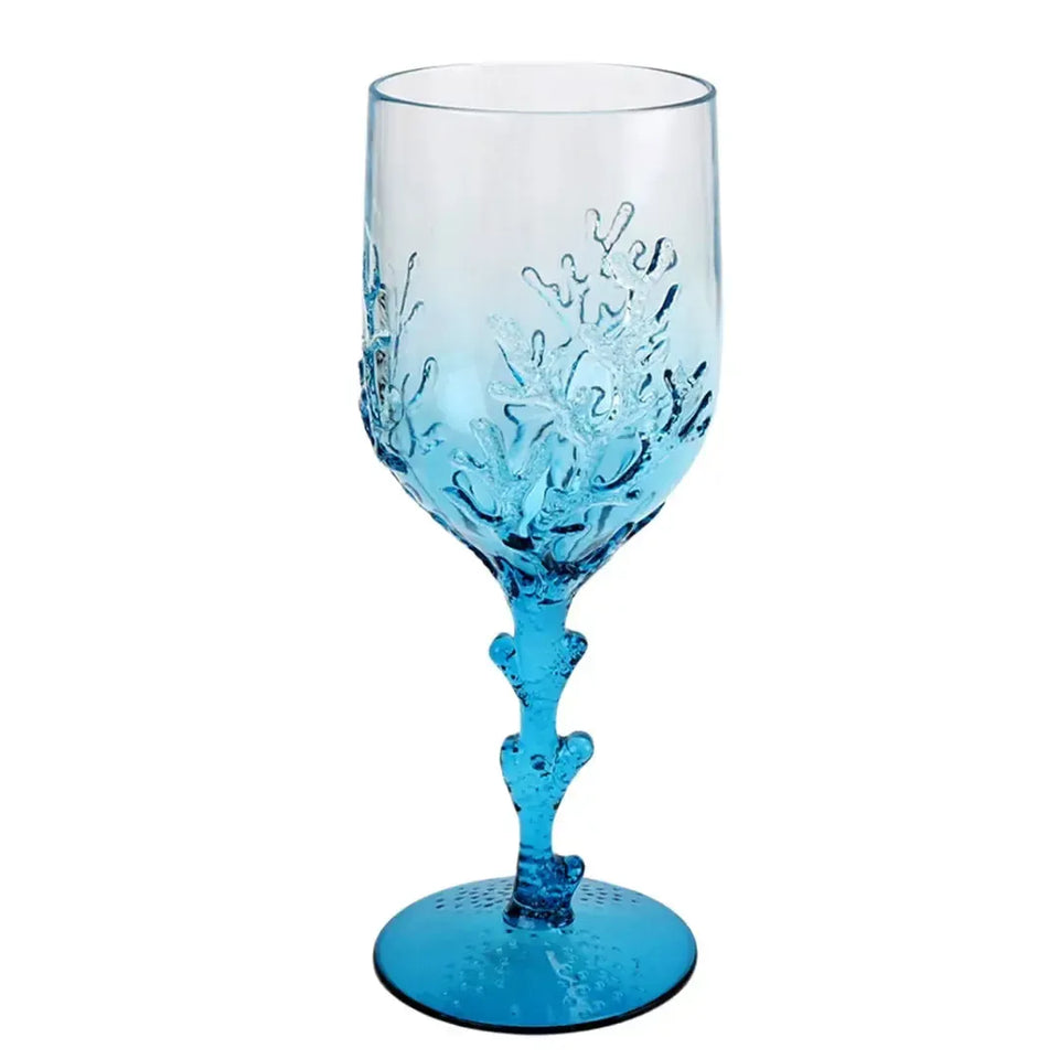 Taça Acrílico Detalhes Coral Azul 470ml