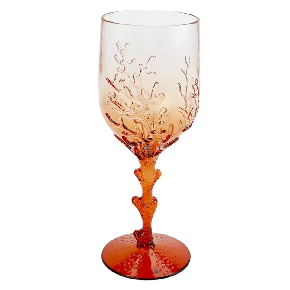 Taça Acrílico Detalhes Coral Laranja 470ml