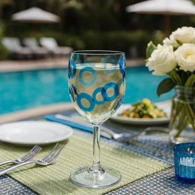 Taça Acrílico Textura Círculos Azul 500ml