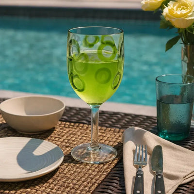 Taça Acrílico Textura Círculos Verde 500ml