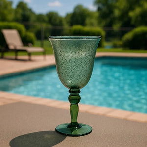 Taça Agua Acrílico Detalhes Bolhas Verde 310ml