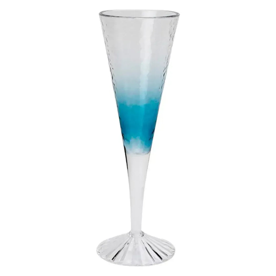 Taça Champanhe Acrílico Detalhe Degradê Azul 296ml