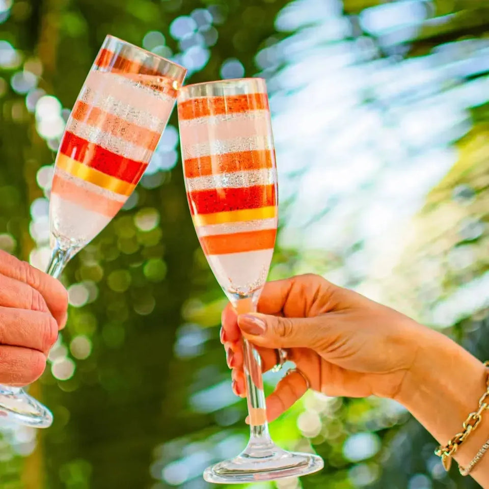 Taça Champanhe Acrílico Detalhe Degradê Rose 296ml