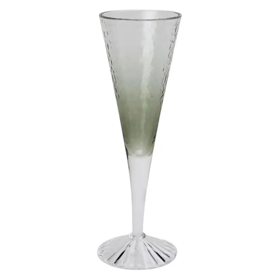 Taça Champanhe Acrílico Detalhe Degradê Verde 296ml