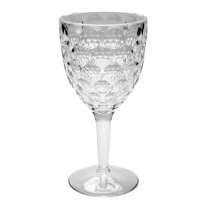 Taça Longa Acrílico Lapidado Círculos Transparente 440ml