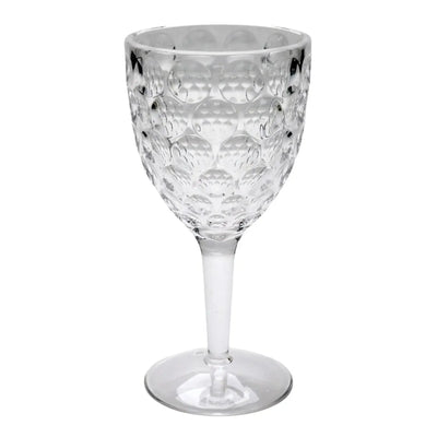 Taça Longa Acrílico Lapidado Círculos Transparente 440ml