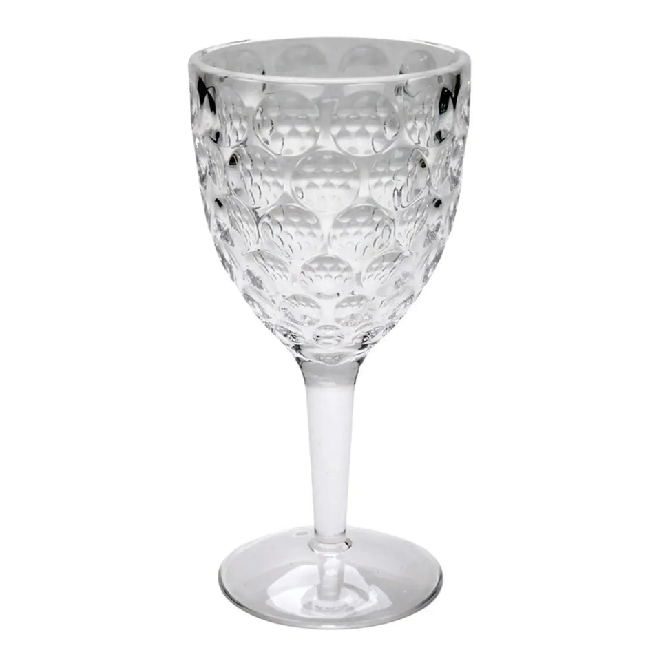 Taça Longa Acrílico Lapidado Círculos Transparente 440ml