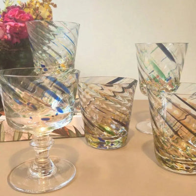 Taça Mozart em Puro Cristal para Água / Vinho Murano Colors Torcido Colorida 450ml