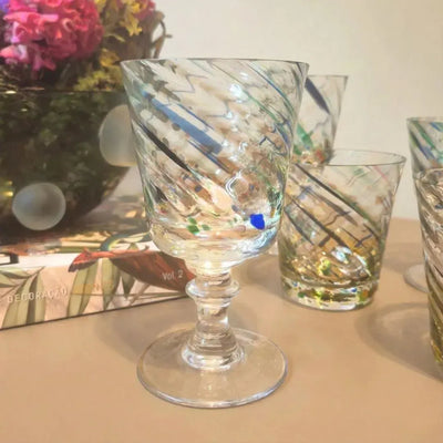 Taça Mozart em Puro Cristal para Água / Vinho Murano Colors Torcido Colorida 450ml