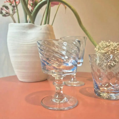 Taça Mozart em Puro Cristal para Sobremesa Murano Colors Torcido Azul Clara 245ml