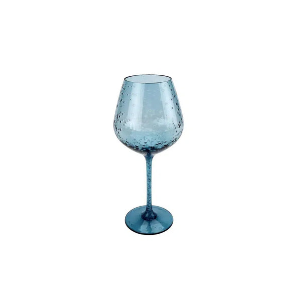 Taça Vinho Acrílico Detalhes Bolhas Azul 680ml