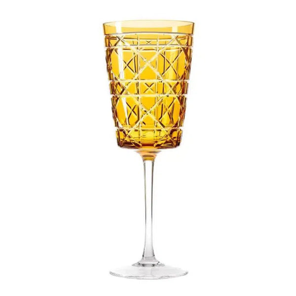 Taça em Cristal Lapidado 95 para Vinho 16 Amarelo Artemano 305ml