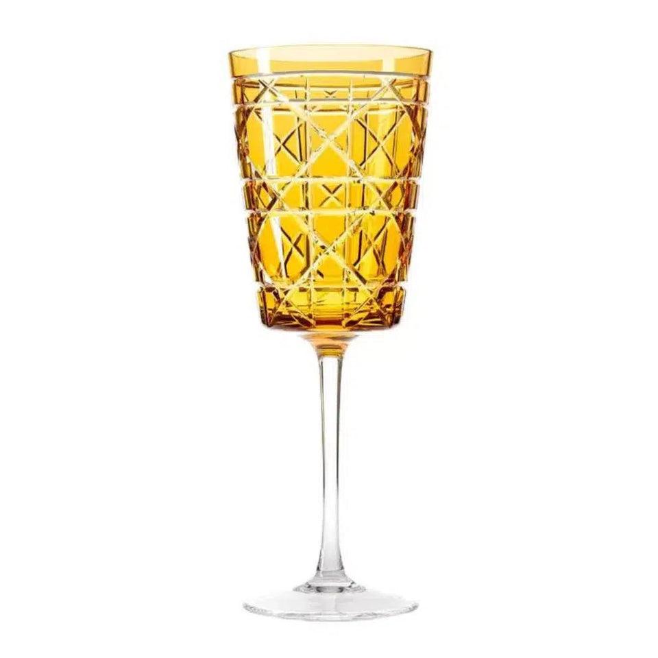 Taça em Cristal Lapidado 95 para Vinho 16 Amarelo Artemano 305ml