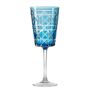 Taça em Cristal Lapidado 95 para Vinho 16 Azul Artemano 305ml