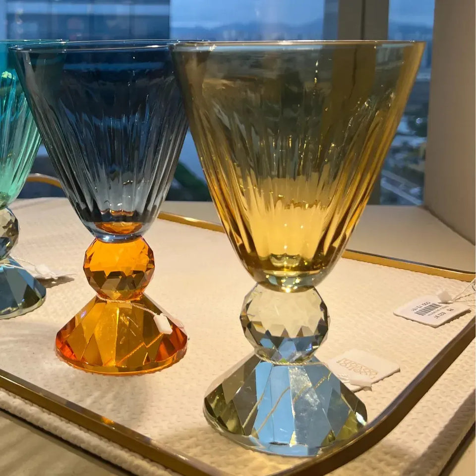 Taça para Água Vidro Âmbar e Verde Linha Sintonia 500ml