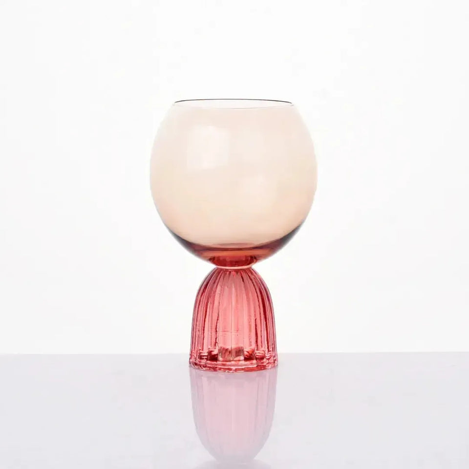 Taça para Água Vidro base Arqueada Âmbar / Rosa Linha Sintonia 460ml