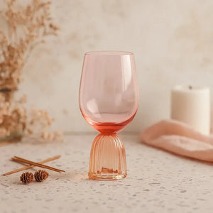 Taça para Água Vidro base Arqueada Rose / Âmbar Linha Sintonia 470ml