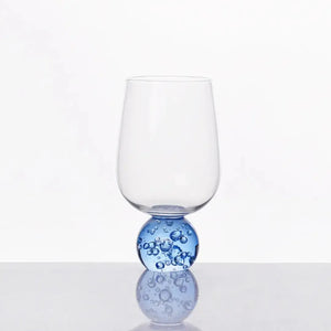 Taça para Água Vidro base Esfera Transparente / Azul Linha Sintonia 540ml