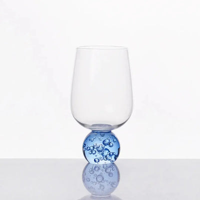 Taça para Água Vidro base Esfera Transparente / Azul Linha Sintonia 540ml