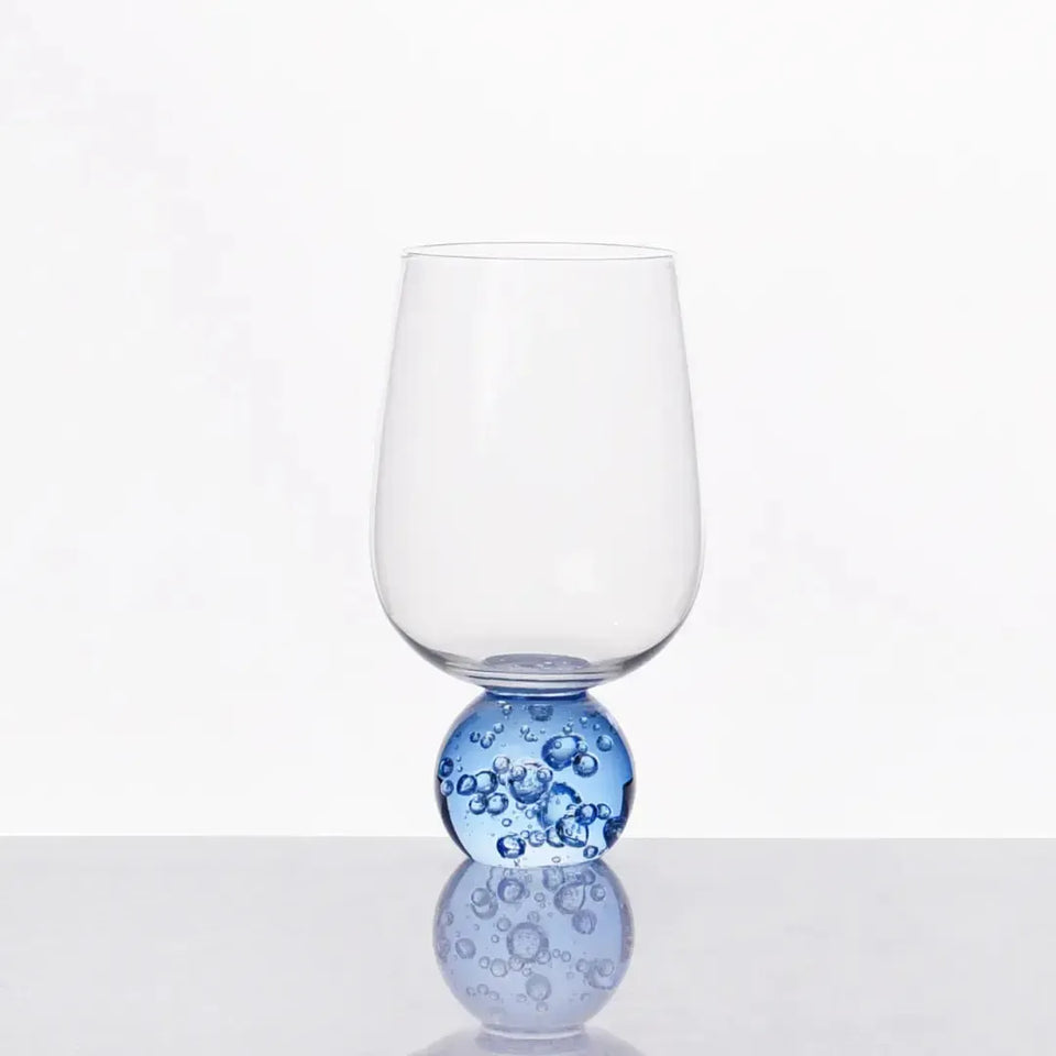 Taça para Água Vidro base Esfera Transparente / Azul Linha Sintonia 540ml