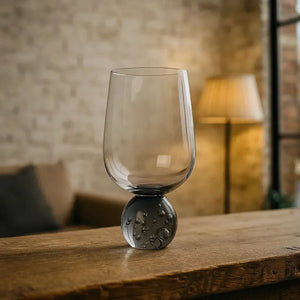 Taça para Água Vidro base Esfera Transparente / Cinza Linha Sintonia 540ml