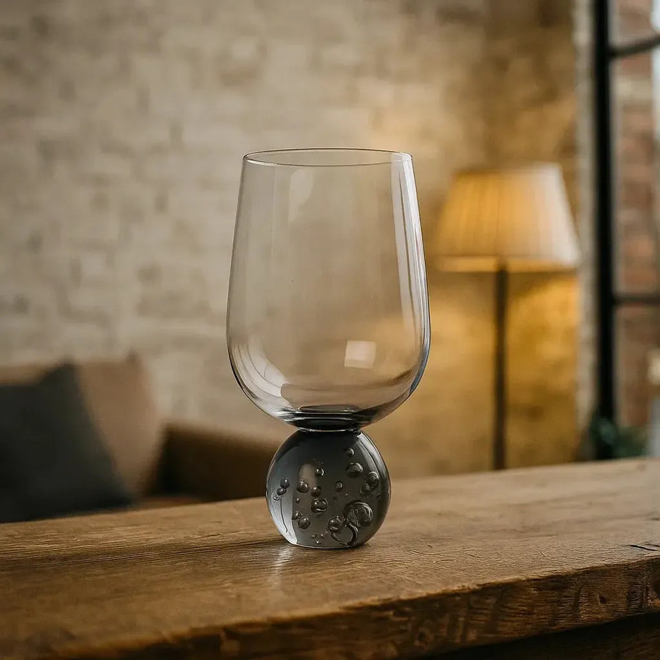 Taça para Água Vidro base Esfera Transparente / Cinza Linha Sintonia 540ml