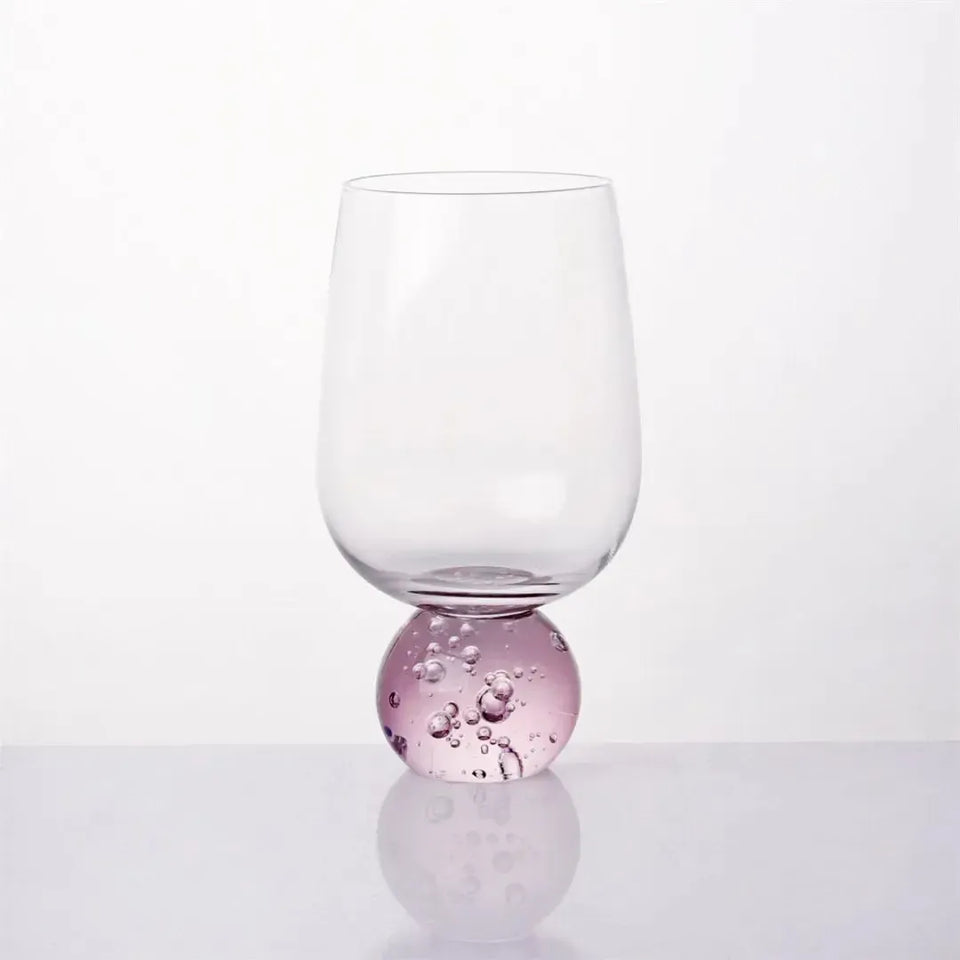 Taça para Água Vidro base Esfera Transparente / Pink Linha Sintonia 540ml