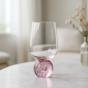 Taça para Água Vidro base Esfera Transparente / Pink Linha Sintonia 540ml