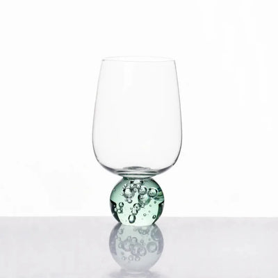 Taça para Água Vidro base Esfera Transparente / Verde Linha Sintonia 540ml